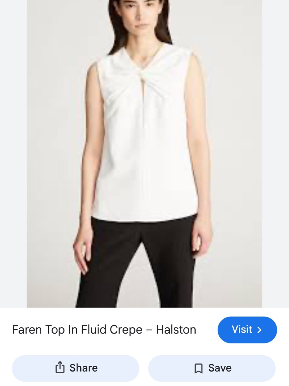 Halston Heritage White Sleeveless Knot-Front Crepe Camisole